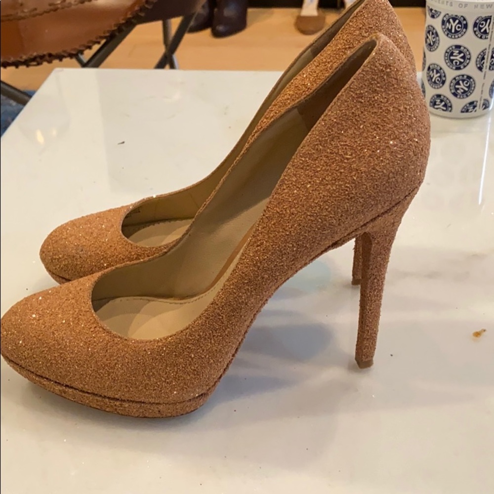 Brian Atwood nude sparkly heels